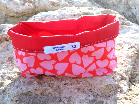 Panière à pain Rouge et coeur rose