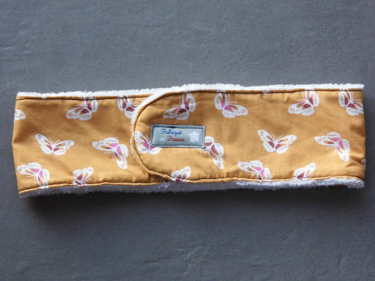 Passe à scratch avec des papillons et tissu éponge bambou blanc